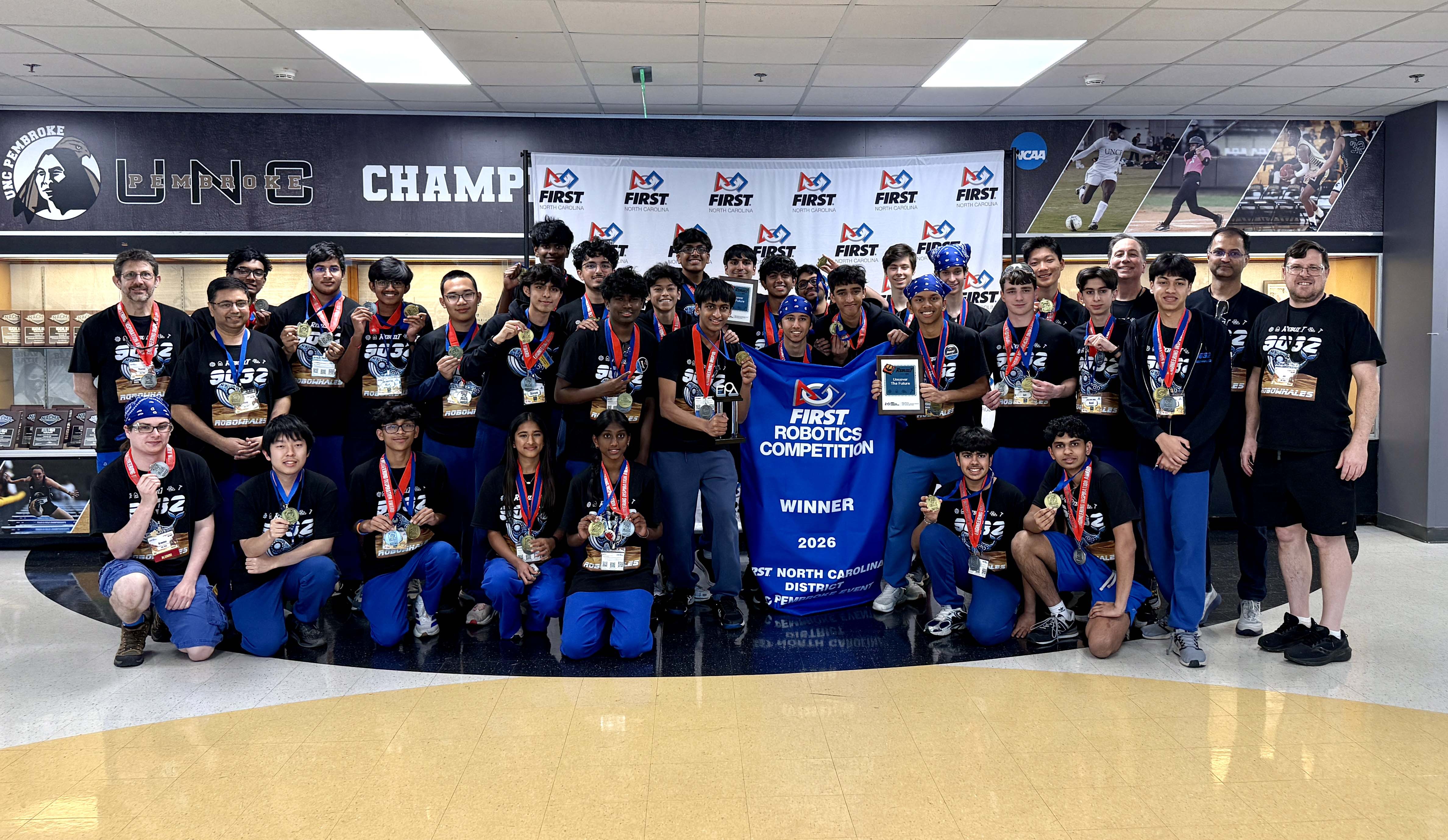 Robowhales team 9032 Cary North Carolina Group Photo